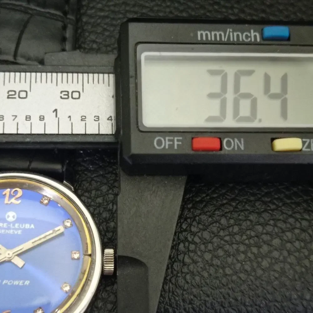 Vintage 1965 Favre Leuba Twin Power Manual Mens Silver Watch W/Leather Strap